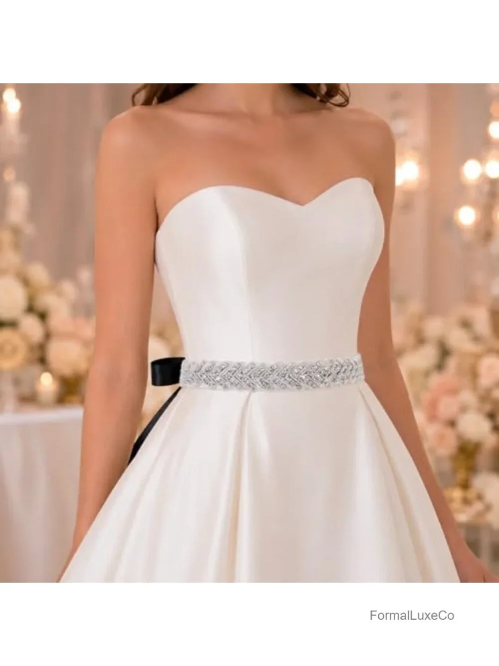 Bridal Rhinestone Wedding Waist Belt Crystal Belts Handcrafted Glitter Ribbon